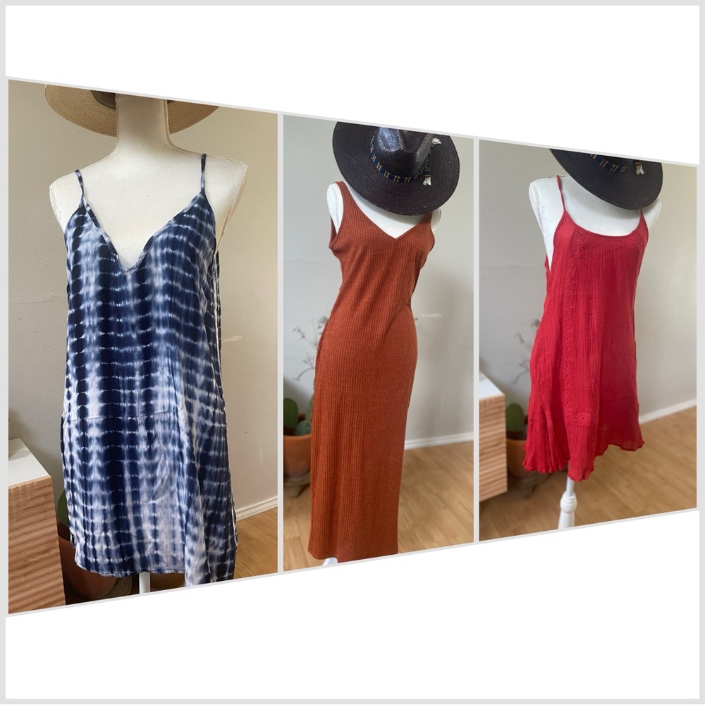 Red boohoo  Blue and orange shein Maxi Dress